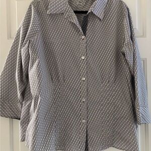 Patterned Button-Up Blouse